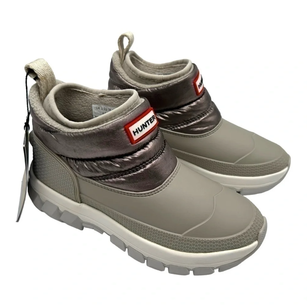 Hunter Women's Insulated Metallic Snow Boots - Silver/Grey